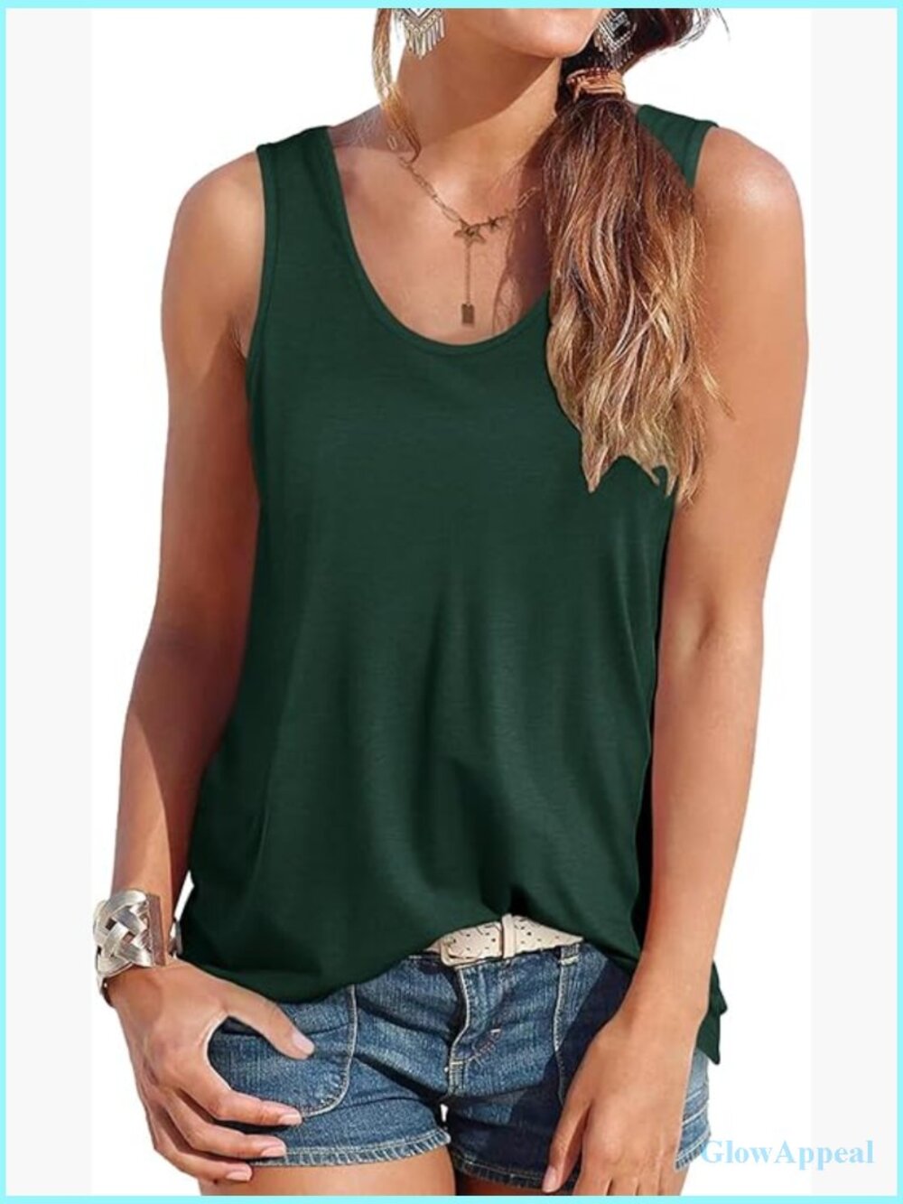Scoop Neck Flowy Tank Top, Loose Fit Sleeveless Summer Top